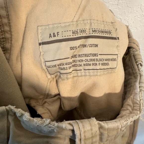 Abercrombie & Fitch Paratrooper Shorts Mens 28 Khaki Vintage Y2K Heavy Cargo - Picture 10 of 11